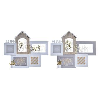 Fotolijsten DKD Home Decor Love Home Hout Bloem Natuurlijk (46 x 3 x 39 cm) (2 Stuks)