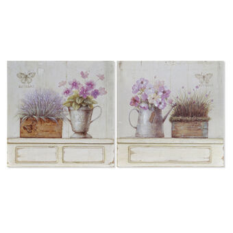 Schilderij DKD Home Decor Bloempot (30 x 3 x 30 cm) (2 Stuks)