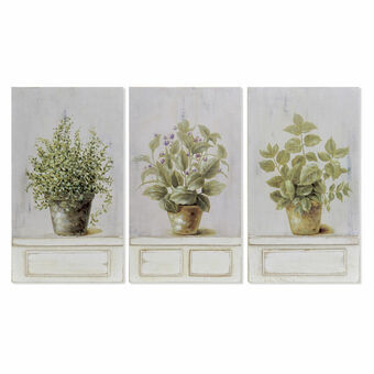 Schilderij DKD Home Decor Bloempot (20 x 3,5 x 35 cm) (3 Stuks)