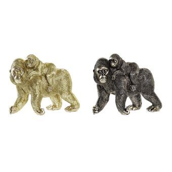 Decoratieve figuren DKD Home Decor Ziverachtig Gouden Hars Gorilla (20 x 11,5 x 16,5 cm) (2 Stuks)