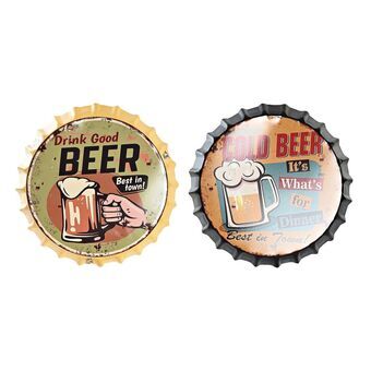 Wanddecoratie DKD Home Decor Metaal Fles Bier (33 x 4,5 x 33 cm) (2 Stuks)