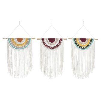 Ophangdecoratie DKD Home Decor Macramé Boho (50 x 1 x 95 cm) (3 Stuks)