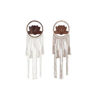 Ophangdecoratie DKD Home Decor Acacia Macramé Boho (25 x 1 x 95 cm) (2 Stuks)