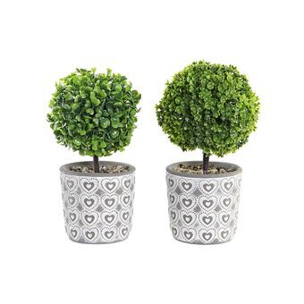 Decoratieve plant DKD Home Decor Grijs Groen Hars PE (10,5 x 10,5 x 25 cm) (2 Stuks)