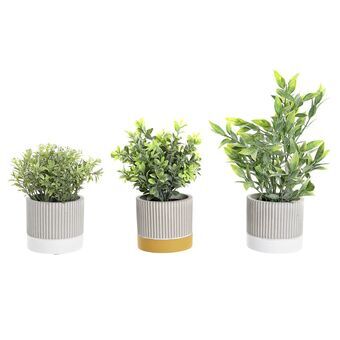 Decoratieve plant DKD Home Decor Grijs Cement Wit Groen Geel PE (16 x 16 x 28 cm)