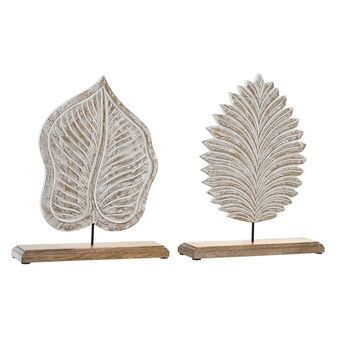 Decoratieve figuren DKD Home Decor Lichtbruin Hout MDF Blad van een plant (29 x 8 x 36 cm) (2 Stuks)