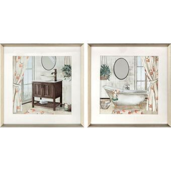 Schilderij DKD Home Decor Badkamers (2 Stuks) (40 x 2 x 40 cm)