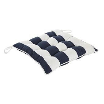 Stoelkussen DKD Home Decor Wit Marineblauw (40 x 40 x 7 cm)