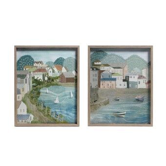 Schilderij DKD Home Decor Strand Mediterrane (42 x 3 x 52 cm) (2 Stuks)