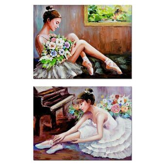 Schilderij DKD Home Decor Ballerina (80 x 3 x 60 cm) (2 Stuks)