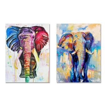 Schilderij DKD Home Decor Olifant Modern (60 x 2,5 x 90 cm) (2 Stuks)