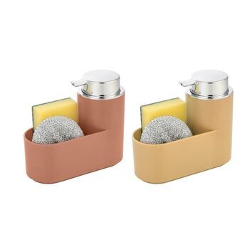 Zeepdispenser DKD Home Decor Terra cotta Geel ABS polyestyreen (17 x 7,5 x 15 cm) (2 Stuks)