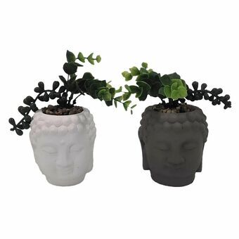 Decoratieve plant DKD Home Decor Boeddha Keramisch PE (2 Stuks)