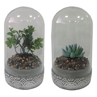 Decoratieve plant DKD Home Decor Kristal Grijs PE (2 Stuks) (12 x 12 x 18 cm)