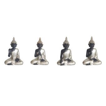 Decoratieve figuren DKD Home Decor Ziverachtig Zwart Boeddha Hars Orientaals (10 x 6 x 15 cm) (4 Stuks)