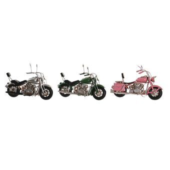 Decoratieve figuren DKD Home Decor Ziverachtig Roze Metaal Motorfiets Groen Vintage (19 x 8 x 11,5 cm) (3 Stuks)