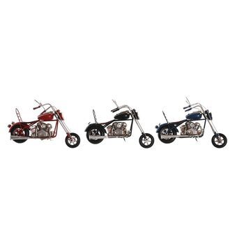 Decoratieve figuren DKD Home Decor Rood Zwart Blauw Metaal Motorfiets Vintage (21 x 8 x 12 cm) (18,5 x 8 x 12 cm) (3 Stuks)