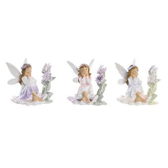 Decoratieve figuren DKD Home Decor Roze Lila Hars Fee (10,5 x 9 x 10,5 cm) (10,5 x 9 x 11,5 cm) (3 Stuks)