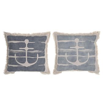 Kussen DKD Home Decor Blauw Wit Marineblauw (45 x 10 x 45 cm) (2 Stuks)