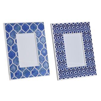 Fotolijsten DKD Home Decor Kristal Mozaïek Blauw Hout MDF Mediterrane (19 x 2 x 24 cm) (2 Stuks)