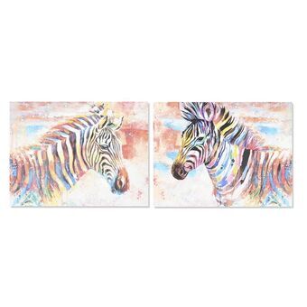 Schilderij DKD Home Decor Zebra Modern (80 x 3 x 60 cm) (2 Stuks)