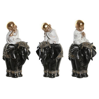 Decoratieve figuren DKD Home Decor Zwart Gouden Wit Hars Orientaals (14 x 14 x 26 cm) (3 Stuks)