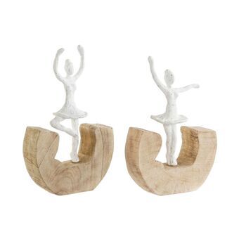 Decoratieve figuren DKD Home Decor Wit Bruin Balletdanseres 17 x 6 x 24 cm (2 Stuks)