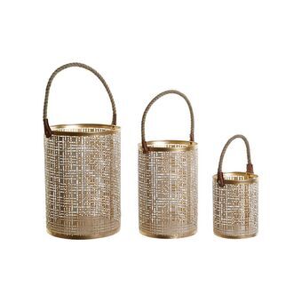 Set van placemats DKD Home Decor Wit Gouden Jute Metaal 25 x 25 x 35 cm (3 Stuks)