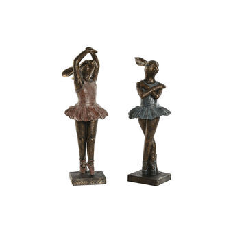 Decoratieve figuren Home ESPRIT Blauw Roze Gouden Romantiek Balletdanseres 13 x 12 x 30,5 cm (2 Stuks)