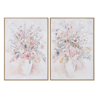 Schilderij Home ESPRIT Shabby Chic Vaas 70 x 3,5 x 100 cm (2 Stuks)