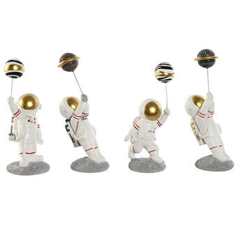 Decoratieve figuren Home ESPRIT Wit Gouden Ruimtevaarder 10,5 x 10,5 x 25 cm (4 Stuks)