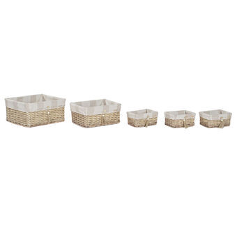 Basket spelset Home ESPRIT Bruin Beige Natuurlijk 48 x 38 x 22 cm (5 Onderdelen)