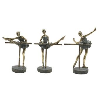 Decoratieve figuren Home ESPRIT Grijs Gouden Balletdanseres 14 x 8 x 20 cm (3 Stuks)