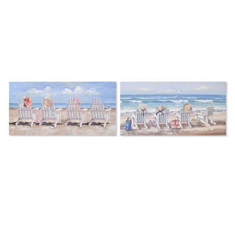 Schilderij Home ESPRIT Hangmat Mediterrane 120 x 3 x 60 cm (2 Stuks)