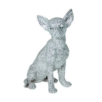 Decoratieve figuren Alexandra House Living Zilverkleurig Plastic Hond 15 x 18 x 27 cm