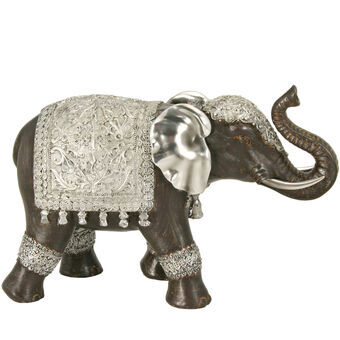 Decoratieve figuren Alexandra House Living Zwart Zilverkleurig Plastic Olifant 31 x 23 x 16 cm