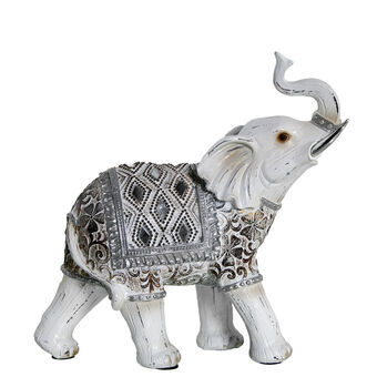 Decoratieve figuren Alexandra House Living Wit Plastic Olifant 10 x 22 x 21 cm