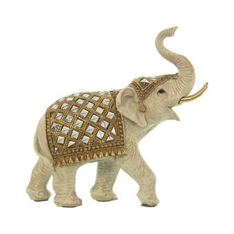 Decoratieve figuren Alexandra House Living Wit Plastic Olifant 13 x 26 x 24 cm