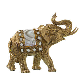 Decoratieve figuren Alexandra House Living Gouden Plastic Olifant 11 x 23 x 19 cm