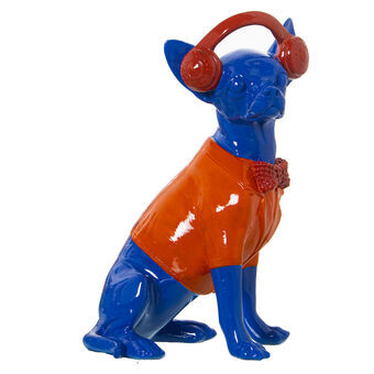 Decoratieve figuren Alexandra House Living Blauw Oranje Plastic Hond Oordopjes 14 x 26 x 18 cm