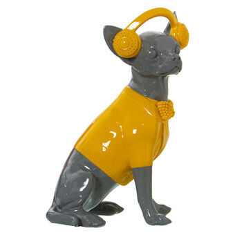 Decoratieve figuren Alexandra House Living Geel Grijs Plastic Hond Oordopjes 14 x 26 x 19 cm