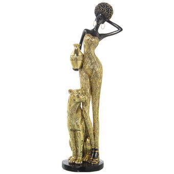 Decoratieve figuren Alexandra House Living Gouden Plastic Afrikaanse Panter 11 x 13 x 38 cm