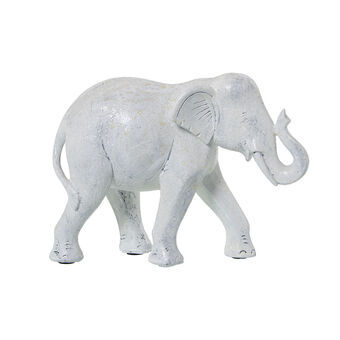 Decoratieve figuren Alexandra House Living Wit Plastic Olifant 10 x 18 x 24 cm