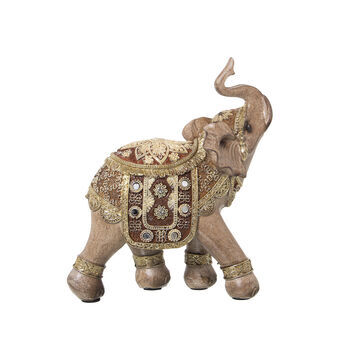 Decoratieve figuren Alexandra House Living Grijs Gouden Plastic Olifant 10 x 18 x 20 cm