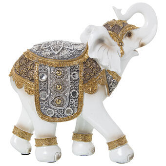 Decoratieve figuren Alexandra House Living Wit Gouden Plastic Olifant 13 x 26 x 27 cm