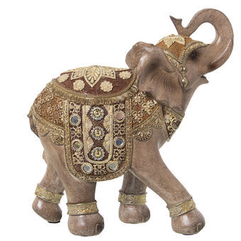 Decoratieve figuren Alexandra House Living Grijs Gouden Plastic Olifant 13 x 25 x 26 cm