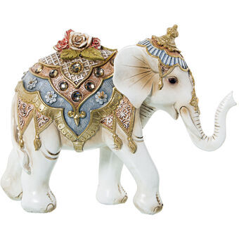 Decoratieve figuren Alexandra House Living Wit Gouden Plastic Olifant 12 x 21 x 27 cm