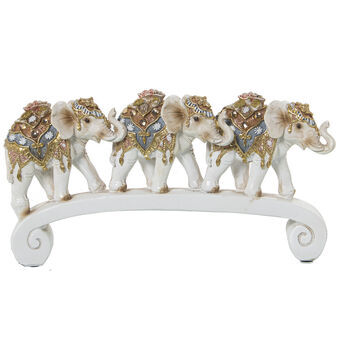 Decoratieve figuren Alexandra House Living Wit Gouden Plastic Olifant 9 x 15 x 27 cm