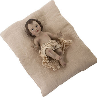 Decoratieve figuren Alexandra House Living Beige Plastic Kindje Jezus 12 x 18 x 26 cm Kussen