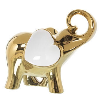 Decoratieve figuren Alexandra House Living Wit Keramisch Olifant Gouden 12 x 25 x 22 cm